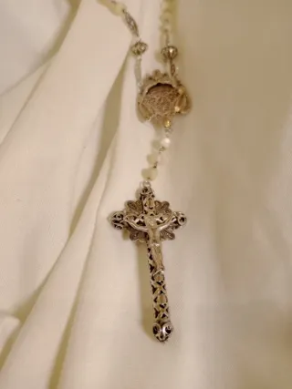 Rosario antiguo plata filigrana 3 medallas