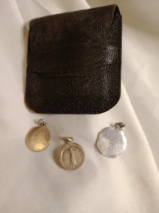 Rosario antiguo plata filigrana 3 medallas