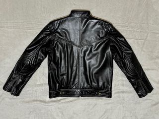 Cazadora Piel Motera Hombre Negra