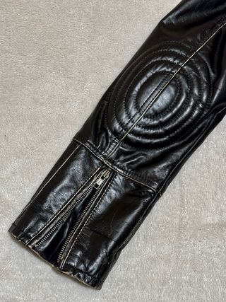Cazadora Piel Motera Hombre Negra