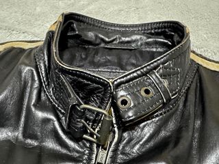Cazadora Piel Motera Hombre Negra