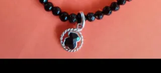 Collar de Onix y Colgante 1° Ley con oso de onix