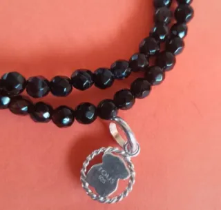Collar de Onix y Colgante 1° Ley con oso de onix