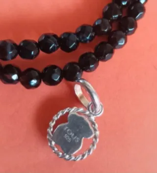 Collar de Onix y Colgante 1° Ley con oso de onix
