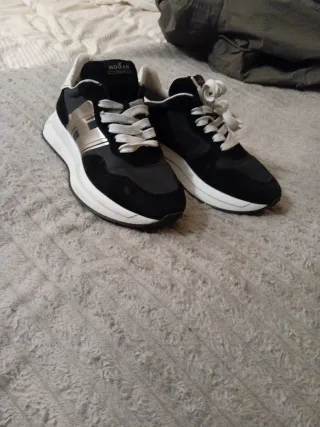 Zapatillas Hogan Mujer Talla 36 Negras y Plateadas