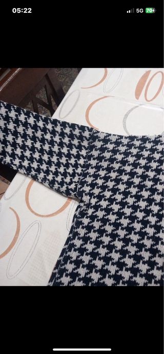 Giacca donna lana houndstooth blu/bianca L