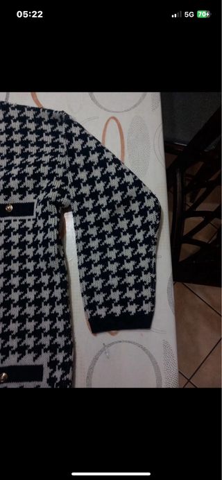 Giacca donna lana houndstooth blu/bianca L