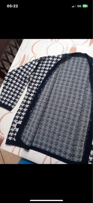 Giacca donna lana houndstooth blu/bianca L