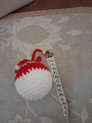 2 Palline Natale Uncinetto Rosse Bianche