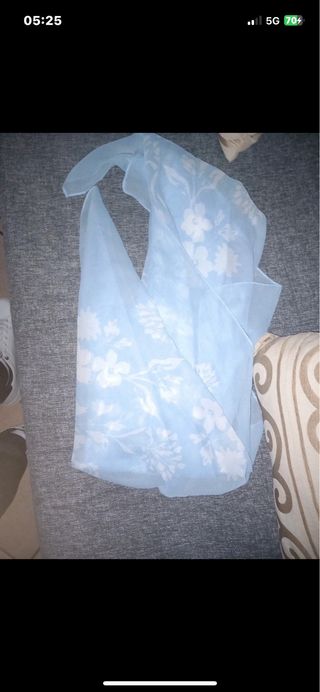 Foulard Giorgetto Celeste con Fiori Bianchi