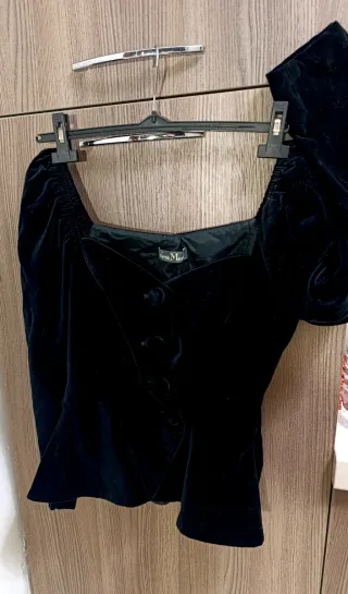 Vera Mont Giacca Velluto Nera Maniche Puff