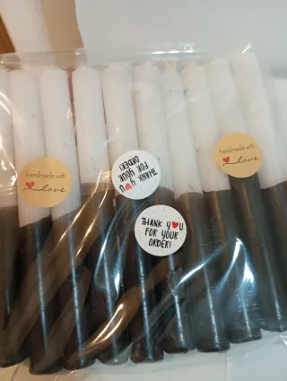 Set 10 candele bicolore nero/bianco