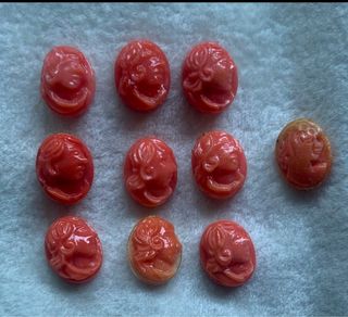 Camafeos de Coral Rojo - 9 Piezas Tamaño 10x8mm