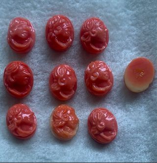 Camafeos de Coral Rojo - 9 Piezas Tamaño 10x8mm