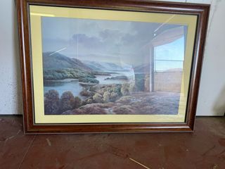 Cuadro paisaje marrón y verde