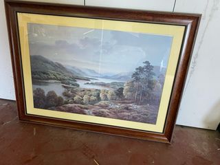 Cuadro paisaje marrón y verde