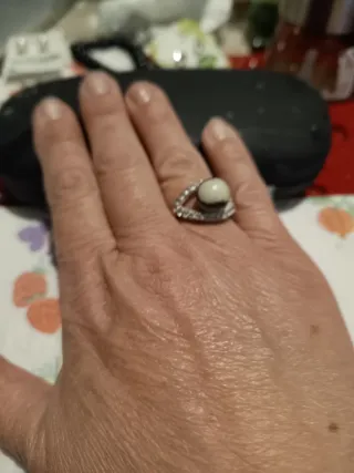 Anello bigiotteria perla e strass