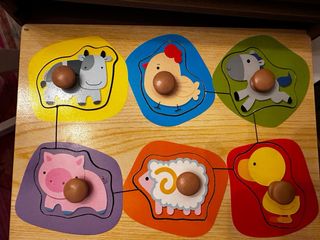 Puzzle madera animales granja encajable