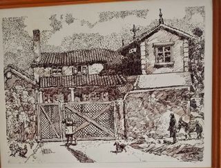 Dibujo a tinta enmarcado