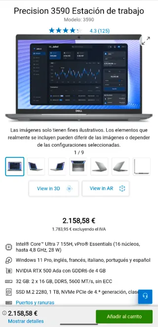 Dell Precision 3590 1TB SSD 32GB RAM RTX500 ada