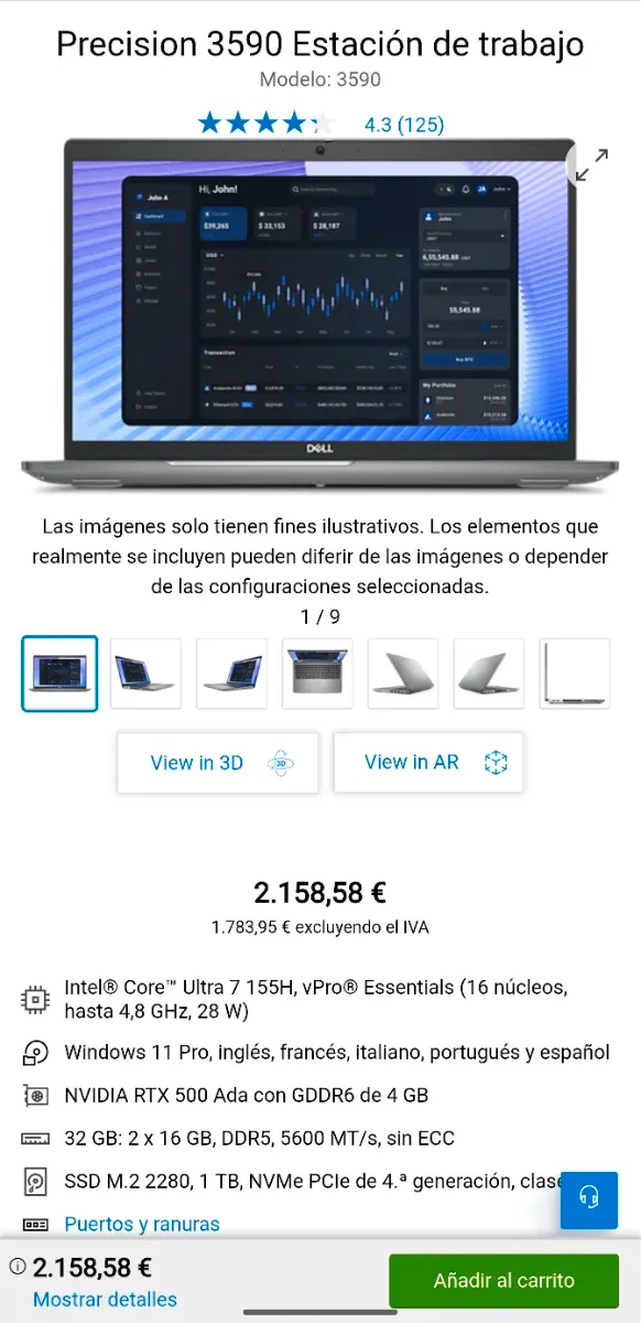 Dell Precision 3590 1TB SSD 32GB RAM RTX500 ada afbeelding 3