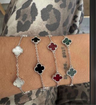 Pulsera trébol plata 4 motivos