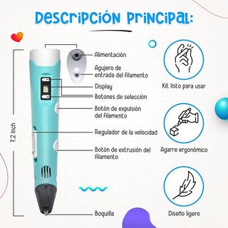 Lapiz 3d con 50m de filamento de colores