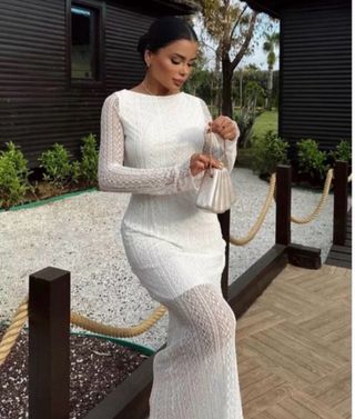 Vestido largo Zara blanco