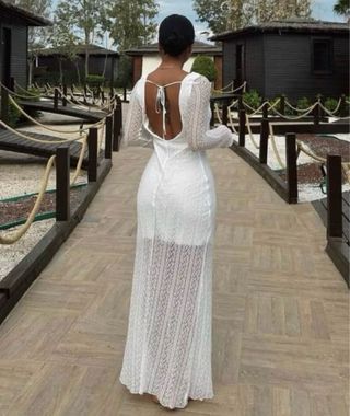 Vestido largo Zara blanco