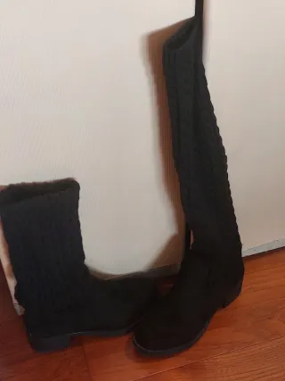 Stivali donna neri con dettaglio in maglia