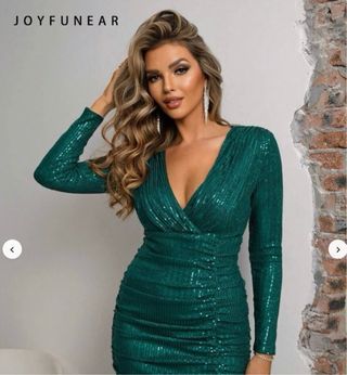 Vestido fiesta lentejuelas verde xl