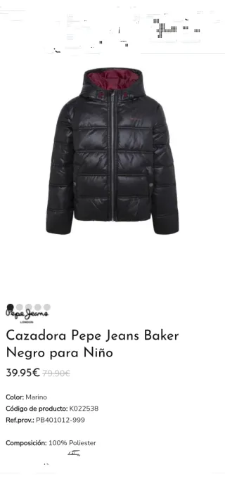 Chaqueton acolchado con capucha Pepe Jeans Talla S