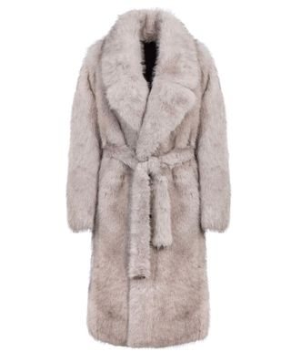 Abrigo largo de pelo gris