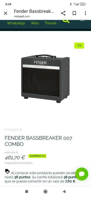 Amplificador  guitarra Fender Bassbreaker 007