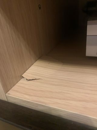 Mueble modular salón madera y cristal