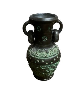 Jarrón Cerámica Negro y Verde