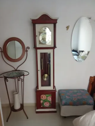 Palanganero antiguo de metal y cerámica