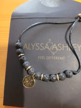 Bracciale donna Alyssa Ashley lava nera oro