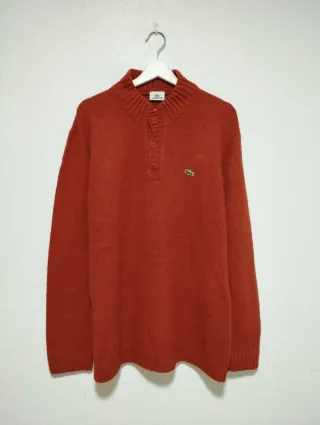 Jersey Lacoste naranja cuello alto botones