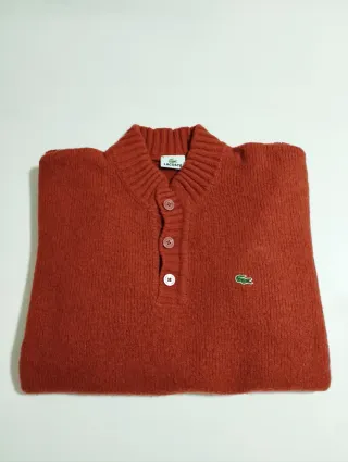 Jersey Lacoste naranja cuello alto botones