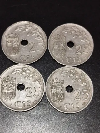 Lote 4 Monedas 25 Cts 1937