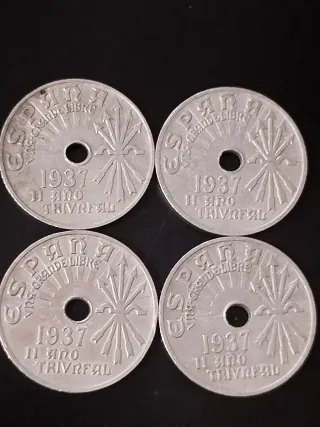 Lote 4 Monedas 25 Cts 1937