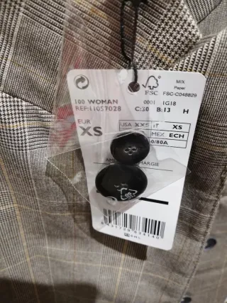 Chaqueta Mango cuadros beige Talla XS