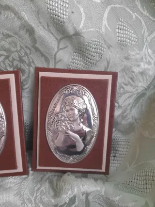 Set 4 Cornici Pelle Marrone/Argento