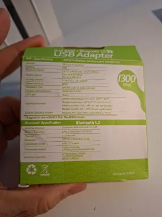 Adaptador USB WiFi 5 Dual Band + Bluetooth