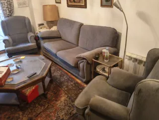 Sofá 3 plazas y 2 orejeros gris