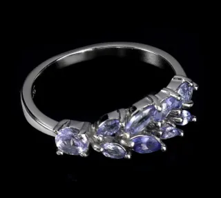 Anello Argento 925 con Tanzanite naturali Viola