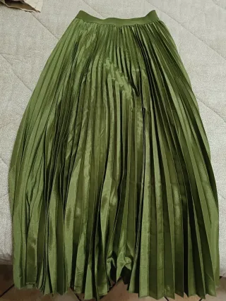Gonna lunga plissettata verde oliva