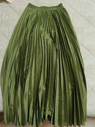 Gonna lunga plissettata verde oliva