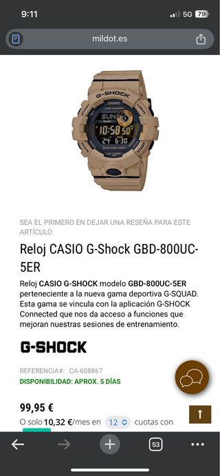 Casio G-Shock GBD800 Step Tracker Reloj